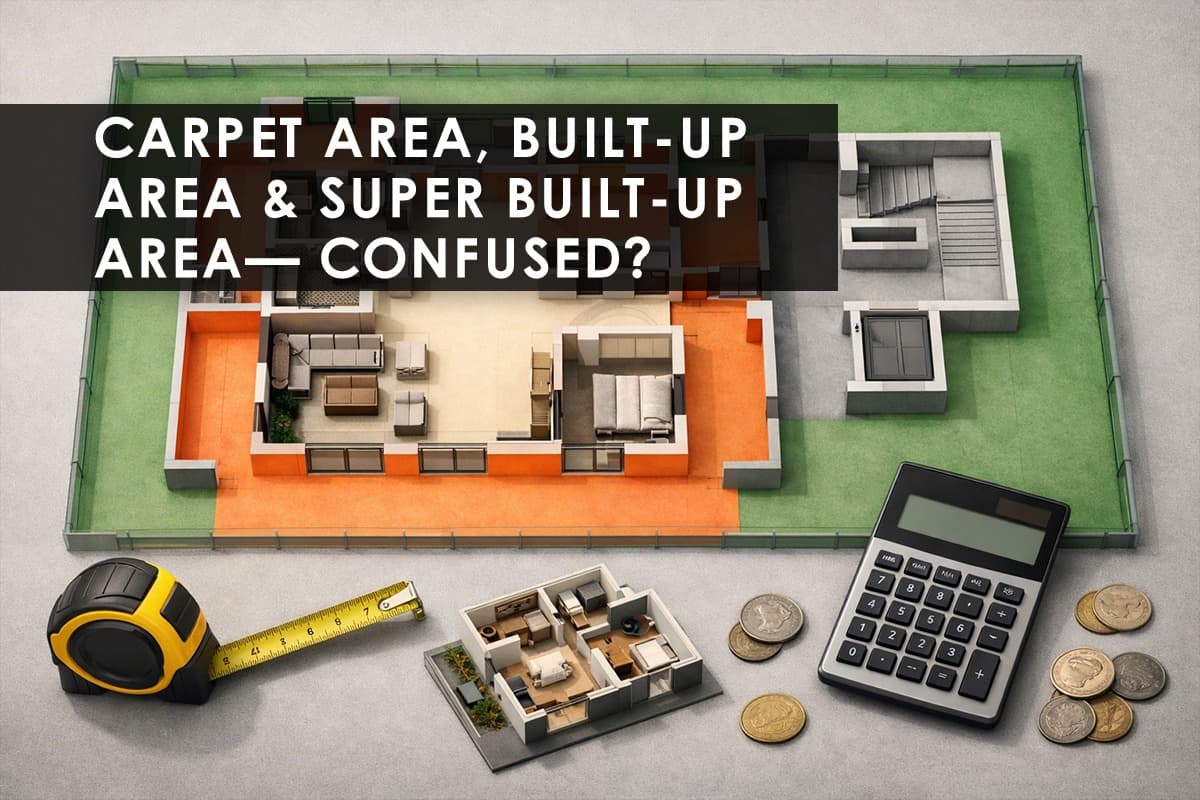 Carpet Area, Built-up Area & Super Built-up Area: Understanding the Real Space You Pay For - Featured blog image