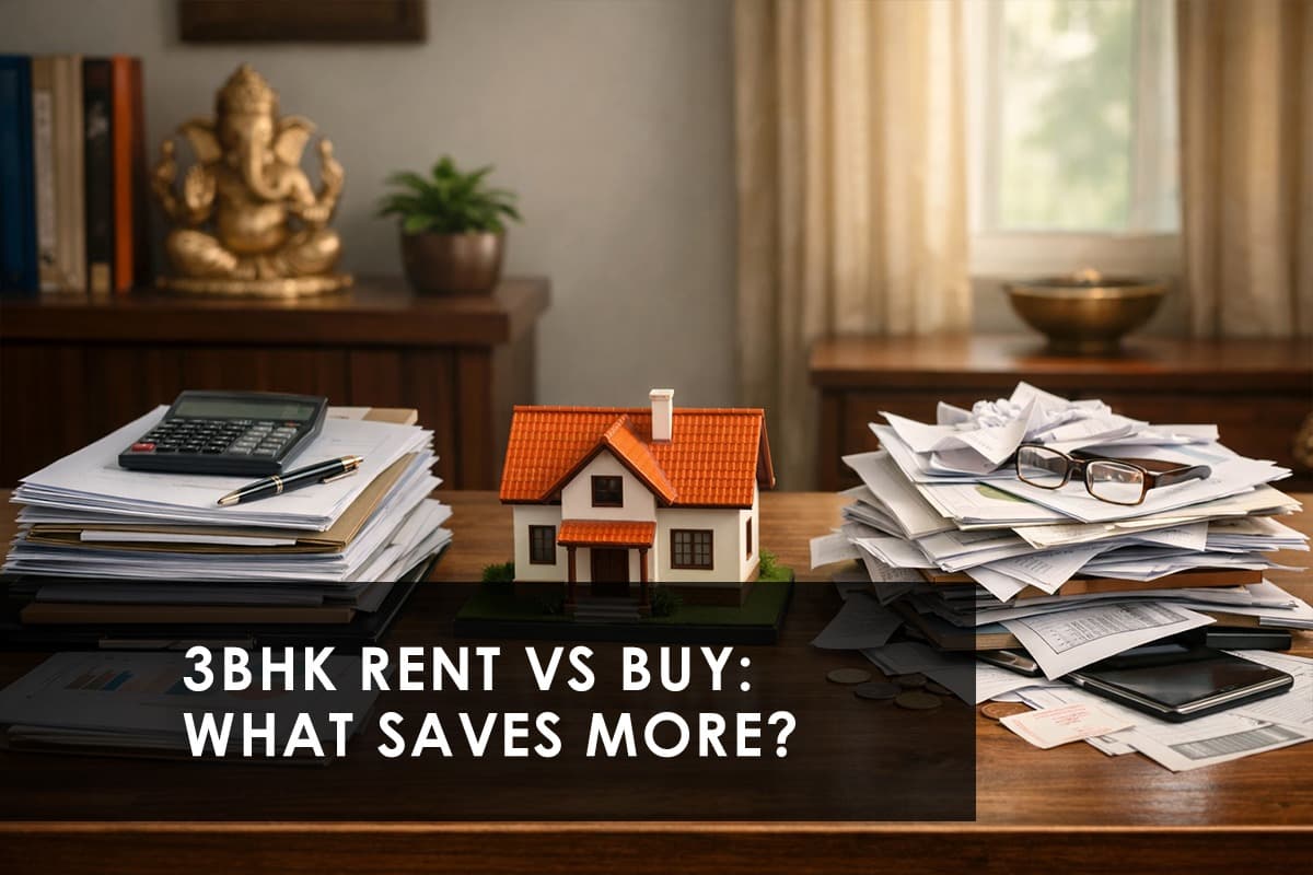 3BHK Rent vs Buy: A Long-Term Financial Impact Analysis in India (2025) - Featured blog image