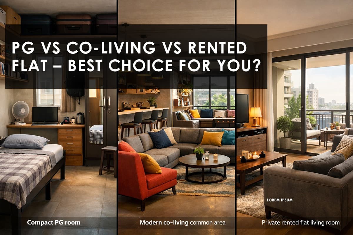 PG vs Co-Living vs Rented Flat: Which is the Best Choice for You? - Featured blog image
